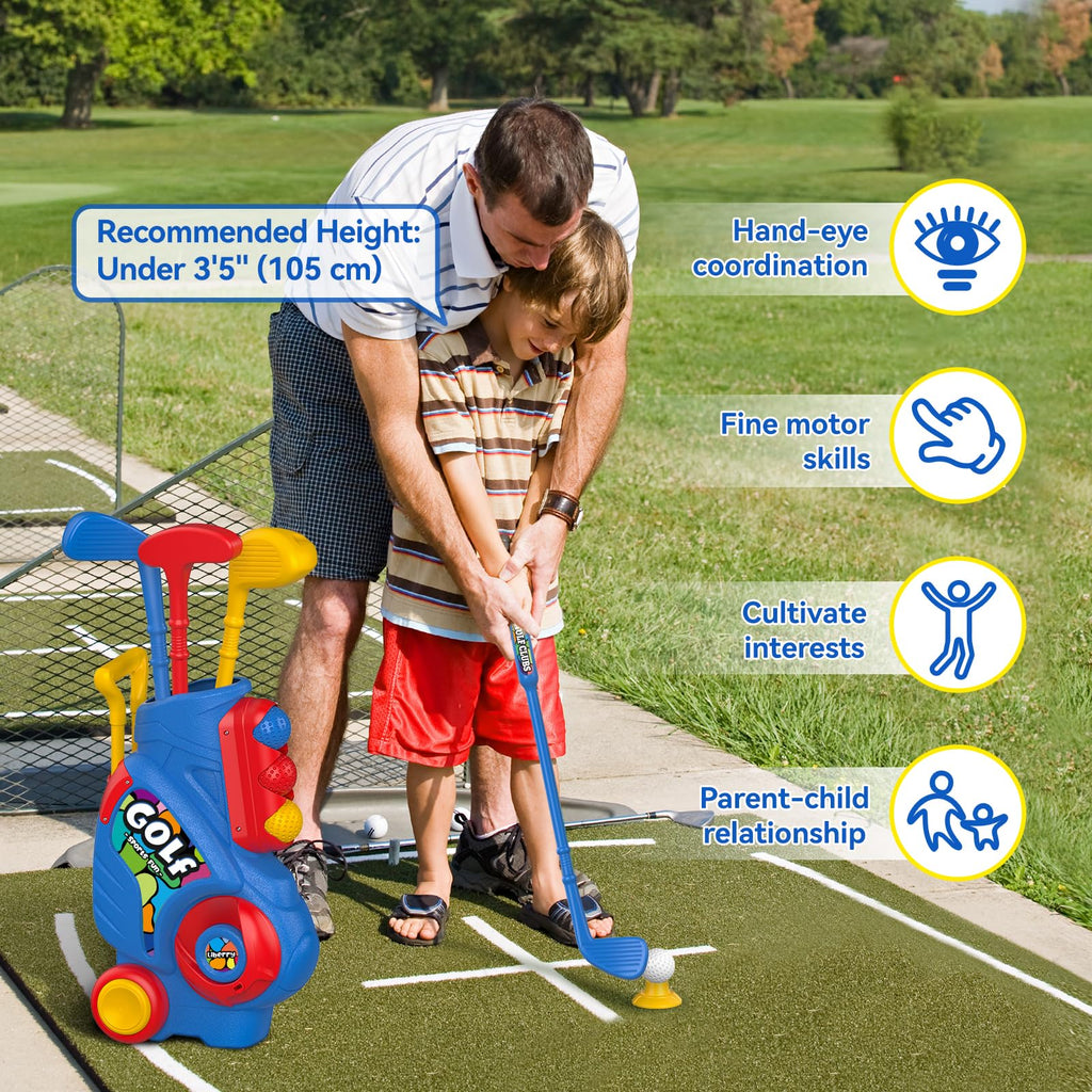 Liberry Toddler Golf Clubs Set Toy for Boys Ages 1 2 3 4 with Mat, Blue