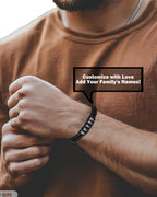 Personalized Braided Leather Bracelets Custom Leather Name Bracelet engraved with 1-6 Names for Men Gifts for Christmas Valentines Fathers Day Birthday Anniversary Boyfriend Grandpa (Black)