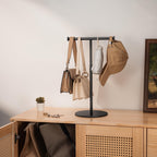 niffgaff T Bar Purse Display Stand Tabletop: Adjustable Height Handbag Holder, Countertop Hanging Rack for Long Necklace Scarf Lanyard, Black