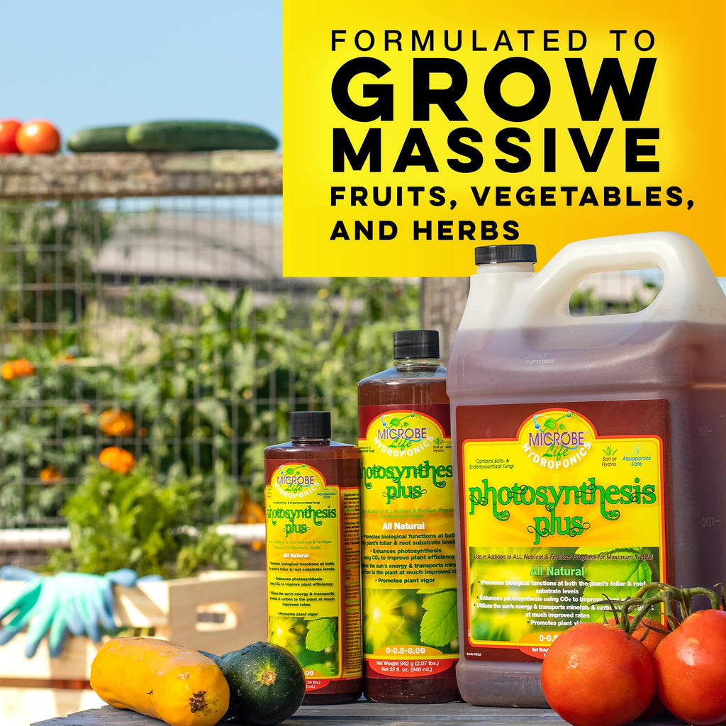 Microbe Life Hydroponics Premium Photosynthesis Plus to Grow Fruits, Vegetables, and Herbs, The Best Professional Big Bud Grow, Use with Any Feeding Systems Including Hydroponics or Soil, 32 Ounces