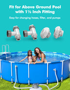 MASCARRY Above Ground Pool Parts, Plunger Valves for Pools Replacement Parts, Pool Pump Part with On Off Plunger Valves, 1.5" Outlet Strainer & Inlet Nozzle, Pool Hose Adapter for Sand Pump