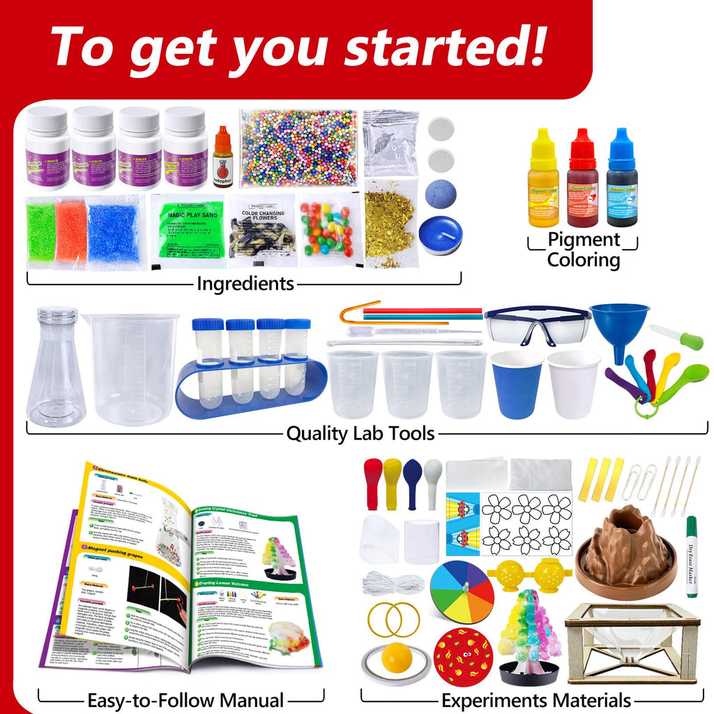 UNGLINGA 272 Experiments Science Kit for Kids, Chemistry Set, S.T.E.M Toys Boys Girls Birthday Gifts, Volcano, Crystal, Magic, Physics Lab Educational Learning Project