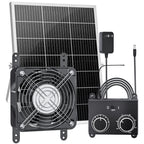 25W Solar Fan for Chicken Coop with Thermostat, Adapter, Metal Solar Powered Exhaust Fan Brushless Motor, MPPT Controller Dual Power Auto-Switch, 24/7 Operation, Dog House, Small Shed Greenhouse
