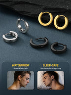 PROSTEEL Silver Mens Hoop Earrings Stainless Steel Huggies