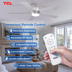 TCL 52" Ceiling Fan with Lights, Silver Flush Mount, 5 Blade Low Profile, 6 Speeds DC Reversible, Dimmable, Modern for Bedroom, Living Room and Garage