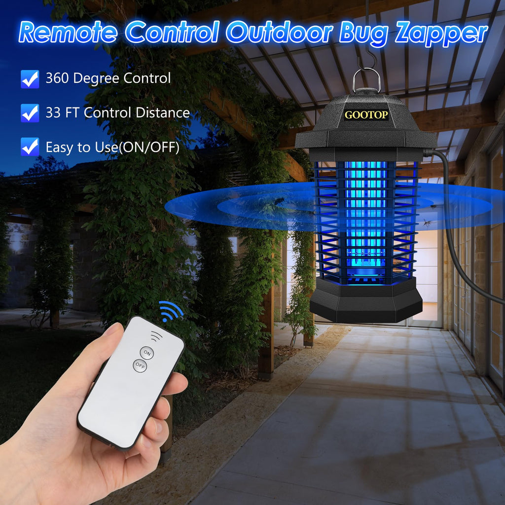 GOOTOP Remote Control Insect Zapper Outdoor Mosquito Zapper Fly Traps Fly Zapper Mosquito Killer 3 Pin Plug 90-130V ABS Plastic External