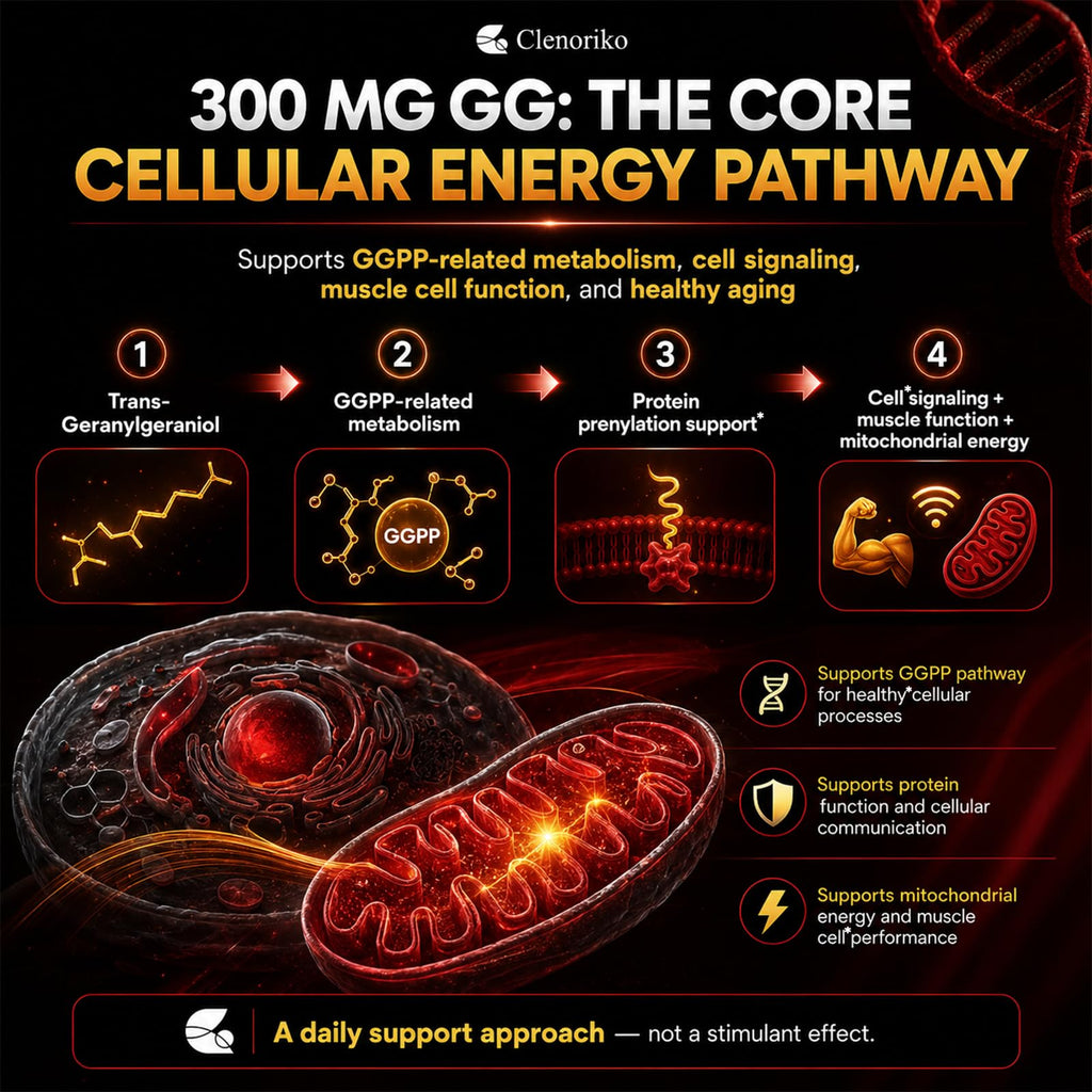 Clenoriko GG-Max Geranylgeraniol GG Supplement 300mg for Men, 120 Softgels