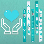 WANDIC 30 Pcs Teal Ribbon Bracelets, 5 Style Polyester Single Side Adjustable Cervical Cancer Awareness Support Wristband for Event Fundraising, 6.89 * 0.59 * 0.07, no Gemstone