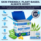 Body Wipes for Adults Bathing No Rinse - 20 Count Travel Shower Wipes - 10 x 11.5" Individually Wrapped Thick Cleansing Waterless Wash Scrubs - Disposable Washcloths for Camping & Elderly Incontinence