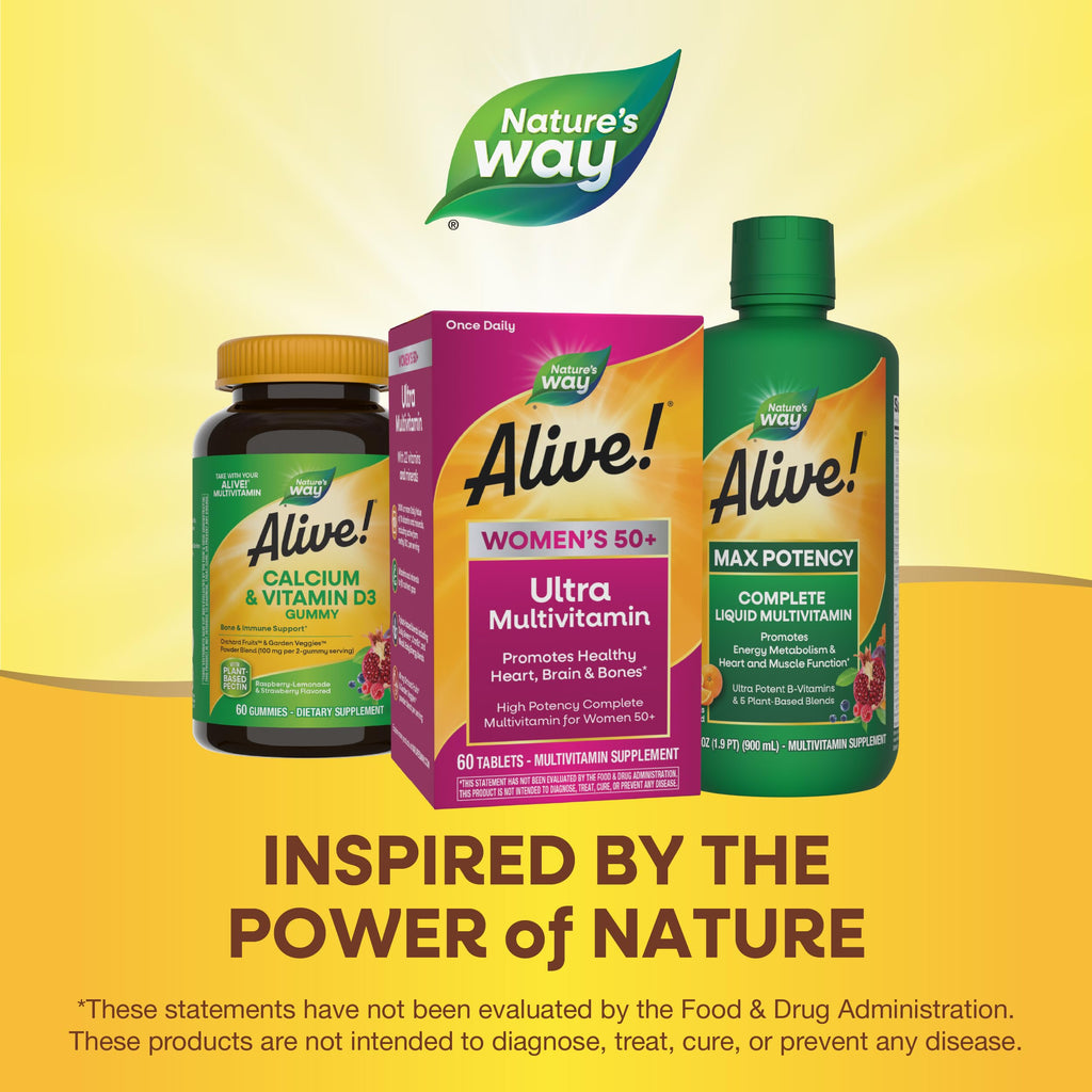 Nature’s Way Alive! Women’s 50+ Ultra Potency Complete Multivitamin, High Potency Formula, Supports Whole Body Wellness & Healthy Aging*, 60 Tablets