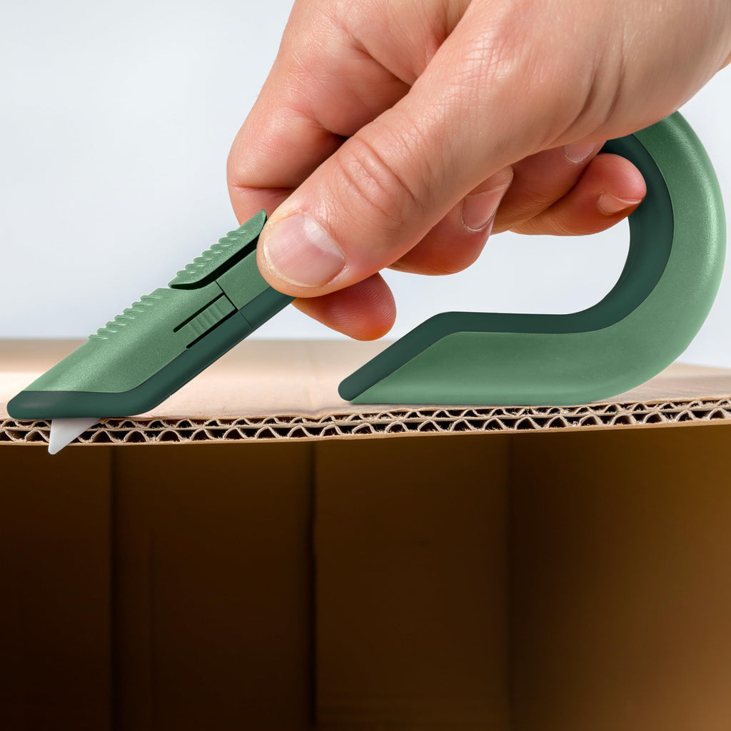 Slice Box Cutter, Heavy Duty Utility Knife, Safe Ceramic Blade Lasting 11x Longer than Metal, Sage, Combo Pack