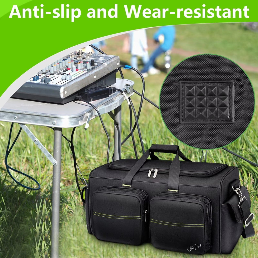 SNIGJAT DJ Bag, Large Capacity DJ Cable Bag with 6 Pockets for Extension Cords, Mics, Pedals, Gig Bag for Musicians, Musician Cable Organizer with Padded Shoulder Strap, DJ Acessories