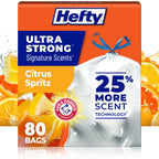 Hefty Ultra Strong Signature Scents 13G Trash Bags, Citrus Spritz, 80ct
