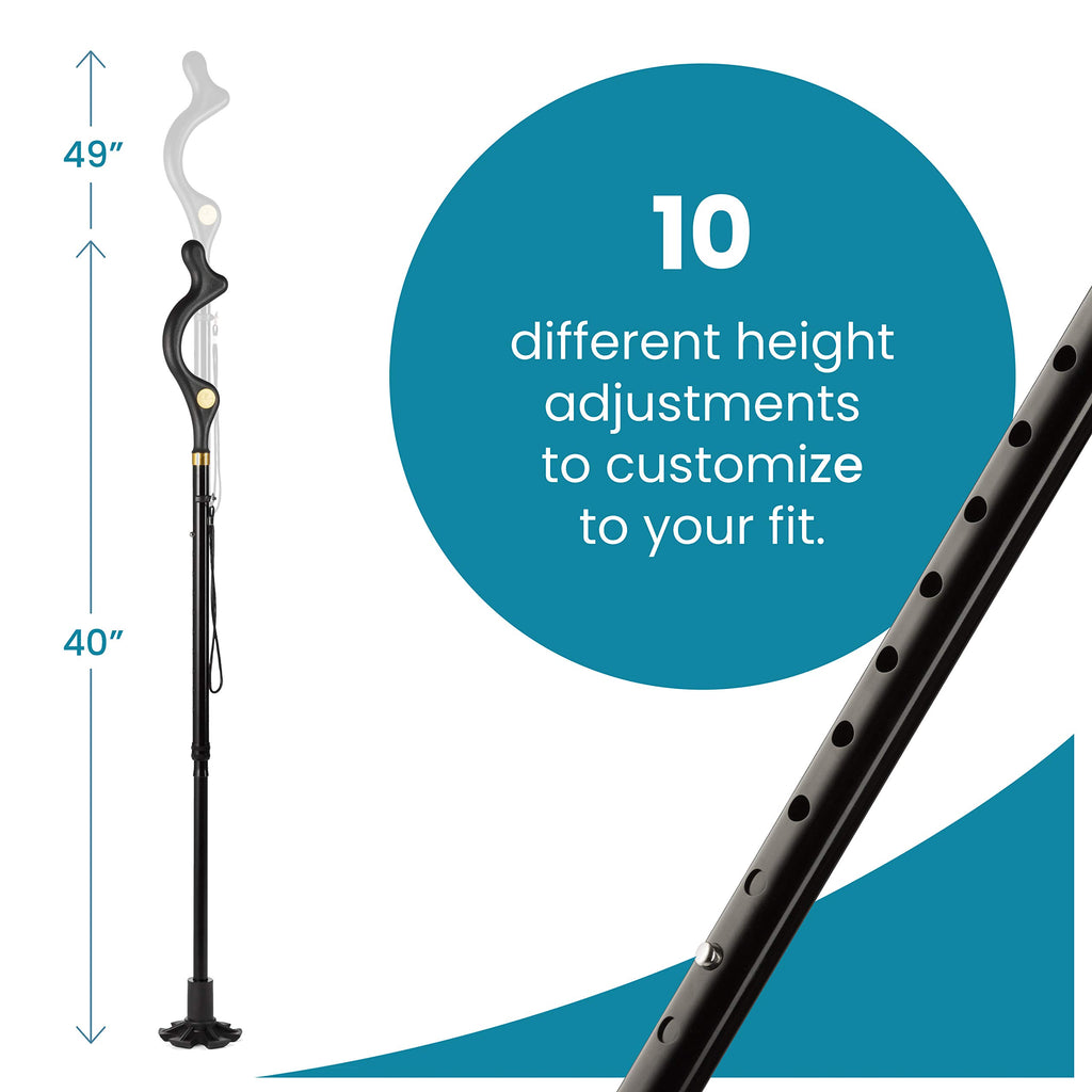 Walking Cane for Men and Women - Special Balancing Stick With 10 Adjustable Heights - Self Standing, Folding, Portable, Collapsible, and Comfortable