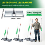 Lawn Leveling Rake 30x10 Inch, 6FT Heavy-Duty Carbon Steel Lawn Leveler – Yard Leveling Rake for Soil, Sand, Grass, Perfect for Lawn Repair, Pit Filling & Garden Maintenance