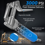 KRETLAW Mini Grease Gun (3000PSI) with Double 3oz Cartridge Grease and 12'' Flex Hose, Reinforced Coupler for Automotive,Marine
