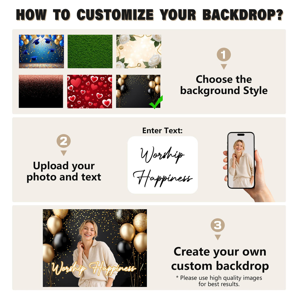 Custom Backdrop Personalized 7x5 Ft, Customized Photo Backdrop Banner with Picture Logo, Personalized Background for Photography, Gift for Birthday, Baby Shower, Christmas Decorations, Made in USA