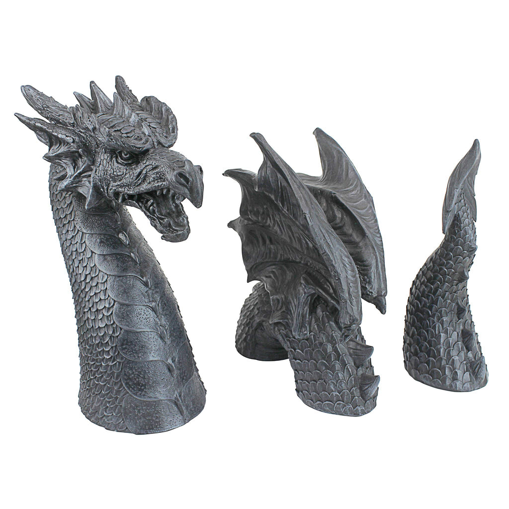 Design Toscano The Dragon of Falkenberg Castle Moat Lawn Garden Statue, 28 Inch Long, 14 Inch Tall, Cast Stone Resin, Gray Stone Finish