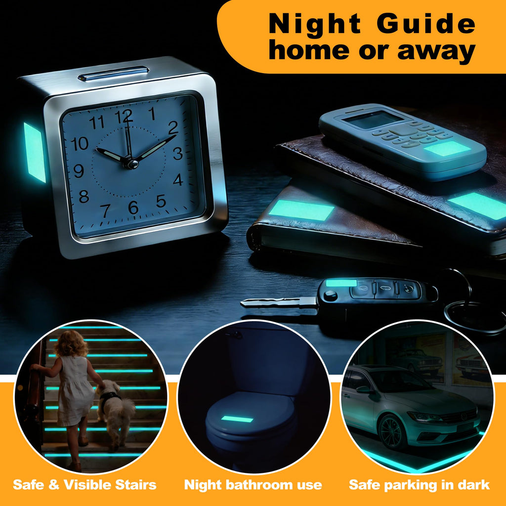 High Brightness Glow in the Dark Tape for Safety Marking, Art Craft DIY, Christmas Deco and Party Accessories. Non-Toxic Adhesive, Waterproof Rechargeable Luminous Tape Blue-Green Light (2 in X 30 ft)