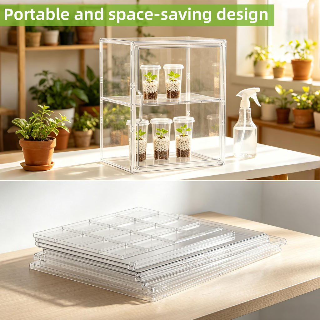 PEEKUP Mini Greenhouse Indoor with Magnetic Door, L-2tier-1pcs