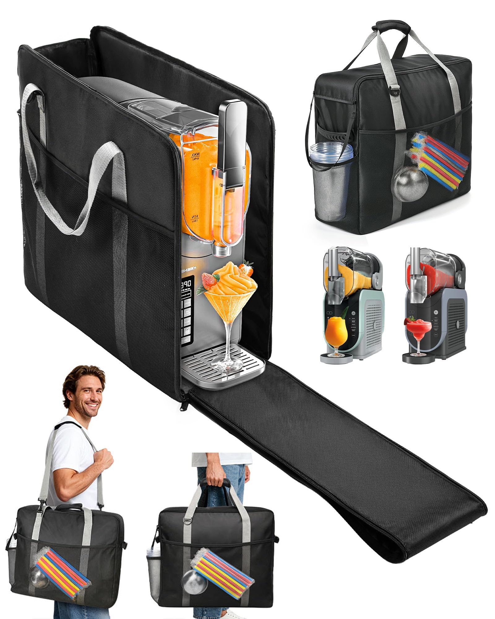 BS-VOG Carrying Bag for Ninja Slushie Machine FS301 & FS300, Portable Travel Tote Storage Bag with Front-Opening Design for Frozen Drink Maker, Thick Padded Protector for Machine Accessories
