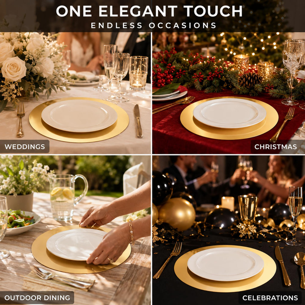 Tioncy 50 Pcs Gold Round Paper Placemats Disposable Table Mats