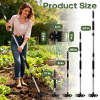 Babook Weed Tool with Long Handle - 60" Manual Weeder Remover Tool, 2 in 1 Hand Weed Rake and Garden Hoe for Gardening, Heavy Duty Uprooting Weeding Pull for Yard, Lawn, Patio and Garden