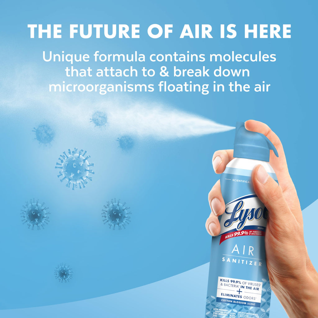 Lysol Air Sanitizer Spray with Bacterial Odor Eliminator for Home & Office, Sanitizing Air Spray, Air Freshener Alternative, Simple Fresh + Cotton Blossom + Lavender Sky, 10 oz (Pack of 3)