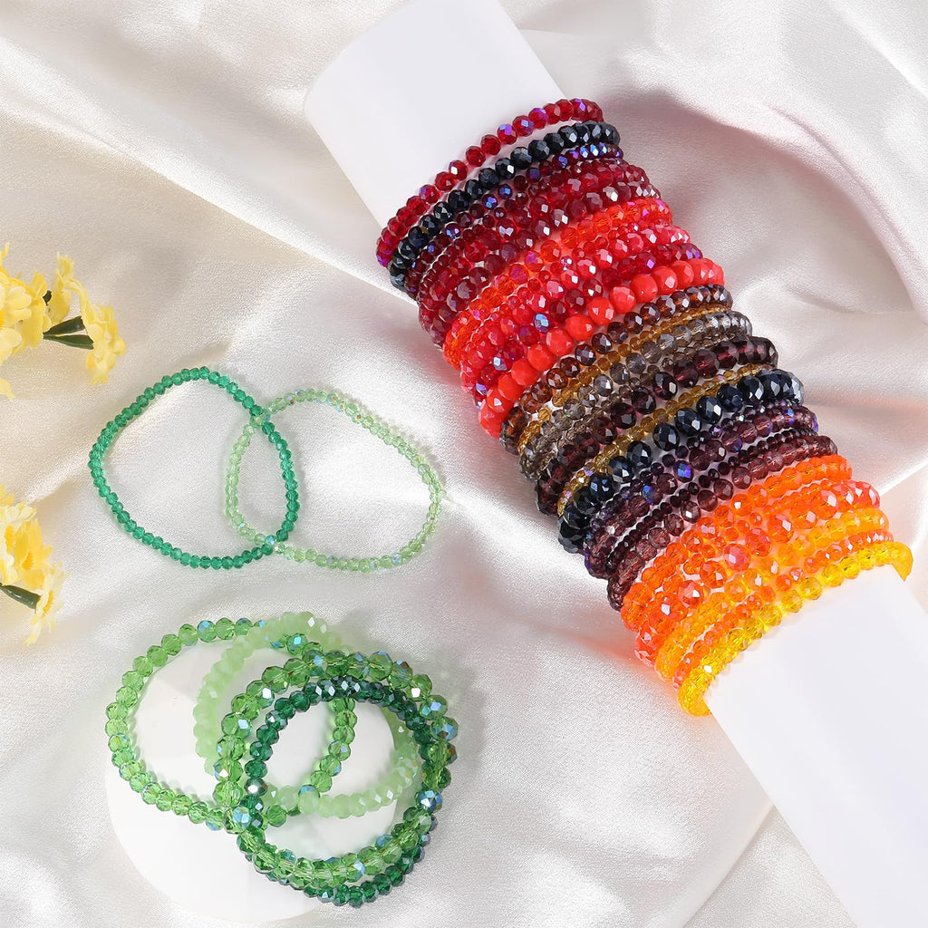 Ornaland Colorful Glass Crystal Beaded Bracelets Bulk for Women, 70 Pcs