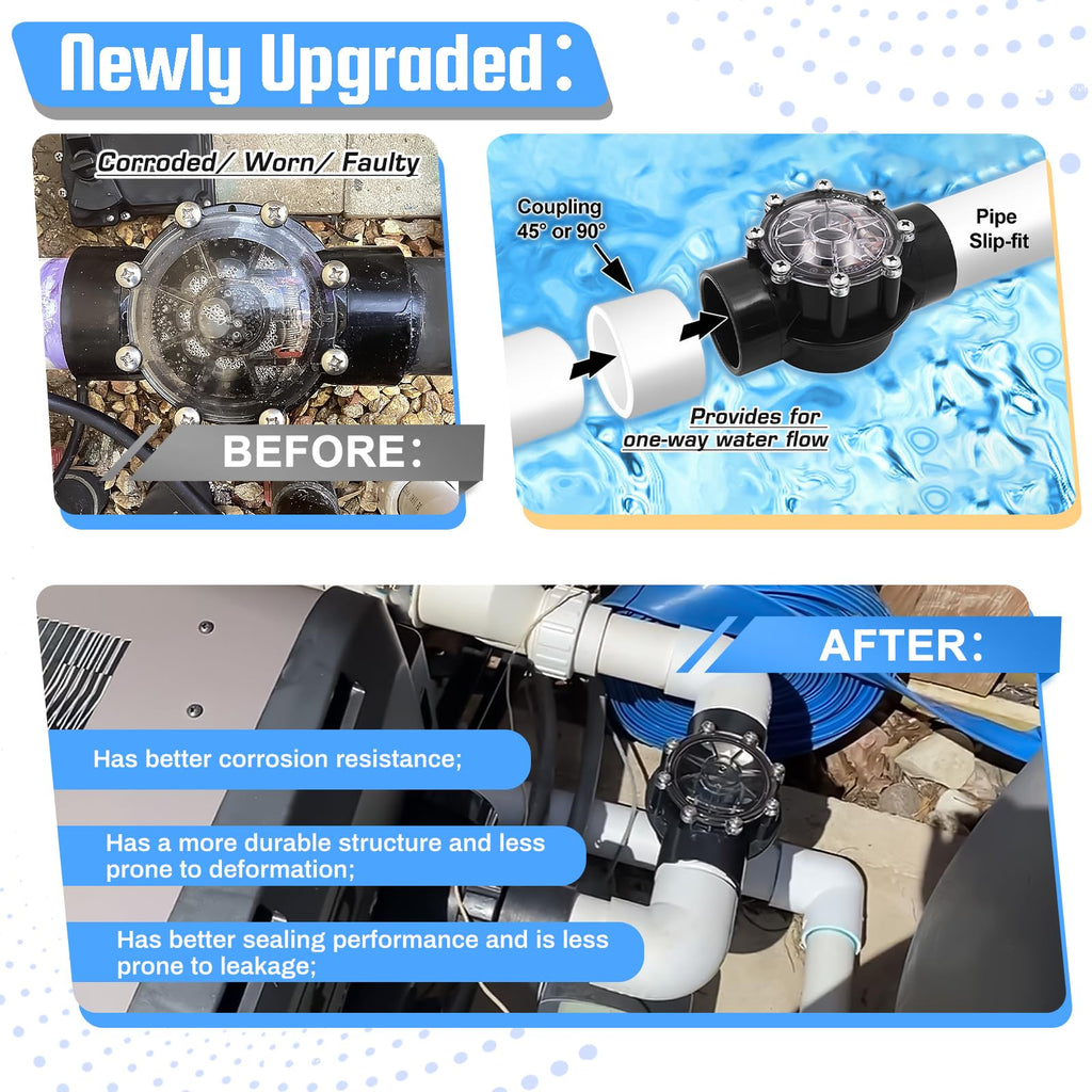 7235 Check Valve Replacement for Jandy 1-1/2-Inch to 2-Inch 180-Degree Check Valve Straight Through Flow Compatible with Pool and Spa (7235)
