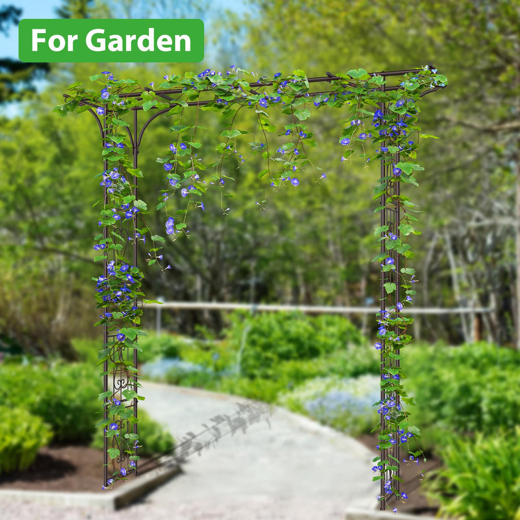 87in Garden Arbor Metal Arch Trellis for Climbing Plants Outdoor Wedding
