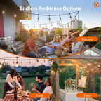 addlon 200FT Outdoor String Lights LED with Remote Dimmable Patio Lights Waterproof Shatterproof Edison Bulb for Outside Backyard Porch Garden Bistro Pergola Party Decor, Warm Ambience Lighting