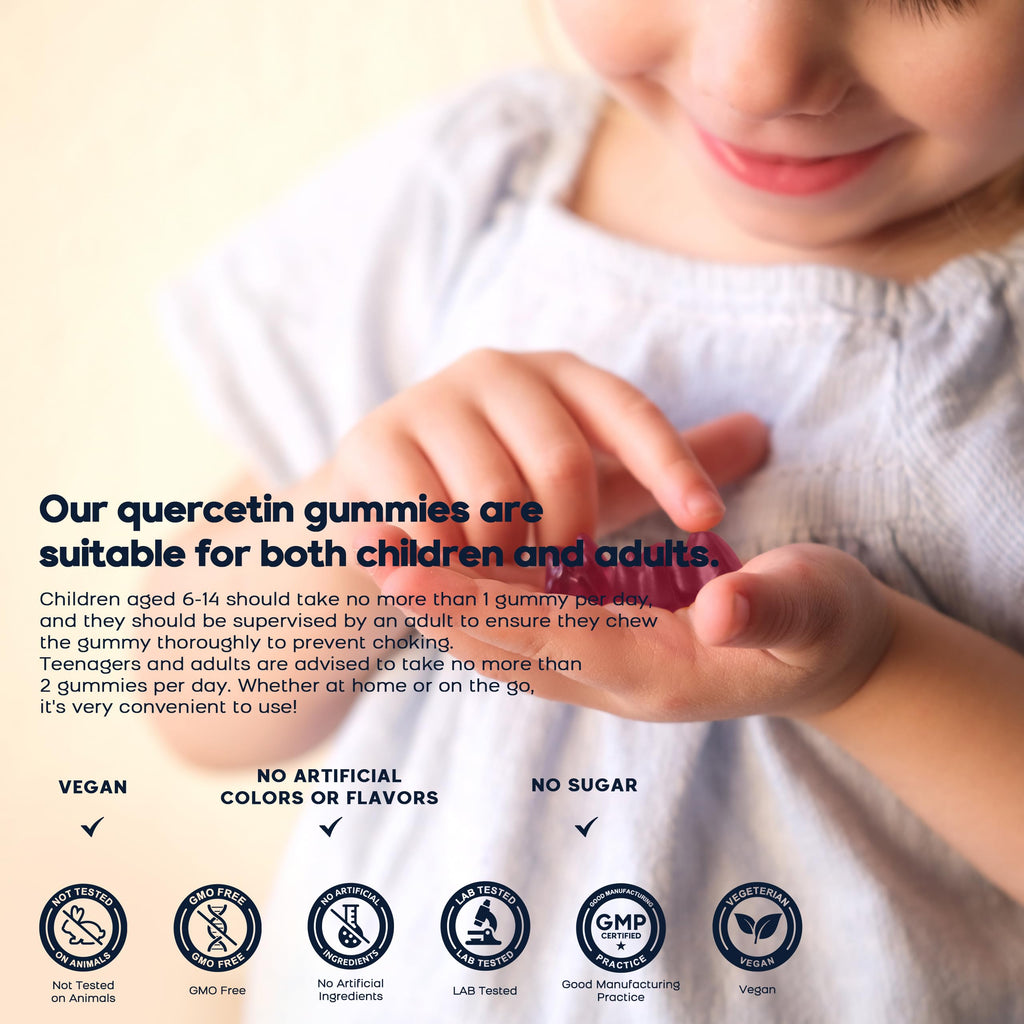 (3 Pack) Quercetin Gummies with Bromelain Zinc Elderberry Vitamin C D3 K2, Quercetin 1000mg Supplement with Bromelain 500mg for Cardiovascular, Immune System & Allergy, Vegan Gummy for Adult & Kid