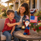 Nacome Solar Patriotic Gnomes Statues with Flag for Garden Decor