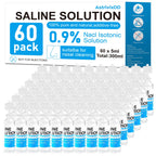 AstrivixDD 60 Pack 0.9% Saline Solution, Sodium Chloride for Cleaning, Normal Solution for All Ages, Total 300ml, 5ml Each