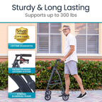 Vive Mobility Lightweight Walker for Seniors - Narrow, Folding Walker w/Wheels for Small & Tight Spaces - Light Weight for Balance, Compact Doorways, Foldable - Portable & Collapsible for Travel