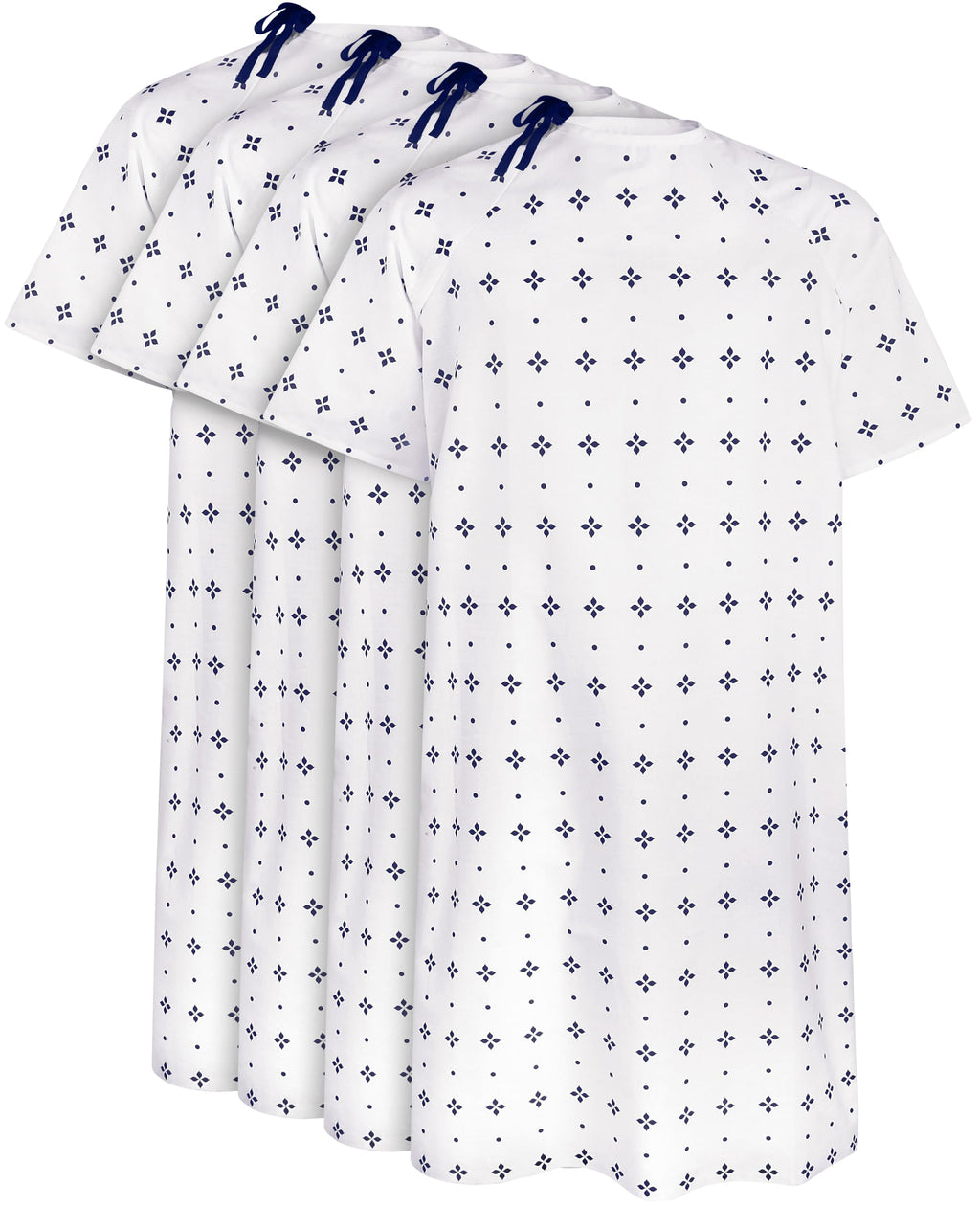 Utopia Care 4 Pack Unisex Hospital Gowns, Extra Long Length Patient Gowns for Women and Men with Back Tie, Comfortably Fits Sizes up to 2XL, Pack of 4, Blue Star