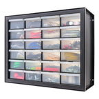IRIS USA 24-Drawer Plastic Storage Organizer, Made in USA, Teacher Toolbox, Multi Drawer Cabinet For Garage Tools Beads Balloons Building Bricks Crafts Stickers Small Business Scrapbook Art, Black