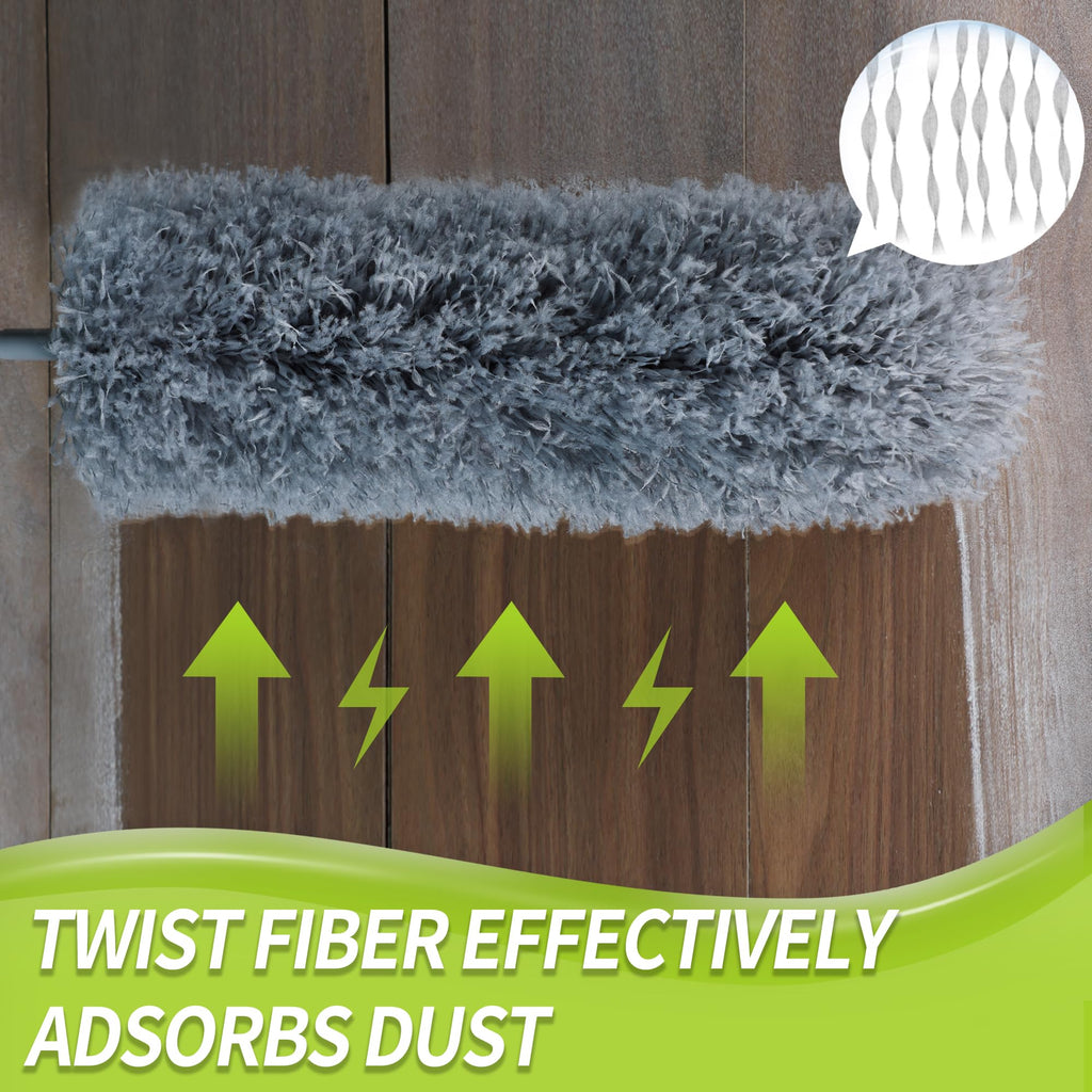 IVYROLL Cobweb Duster with Extension Pole, 100'' Microfiber & Chenille Ceiling Cleaner Kit, Reusable Feather Duster, Bendable, Washable