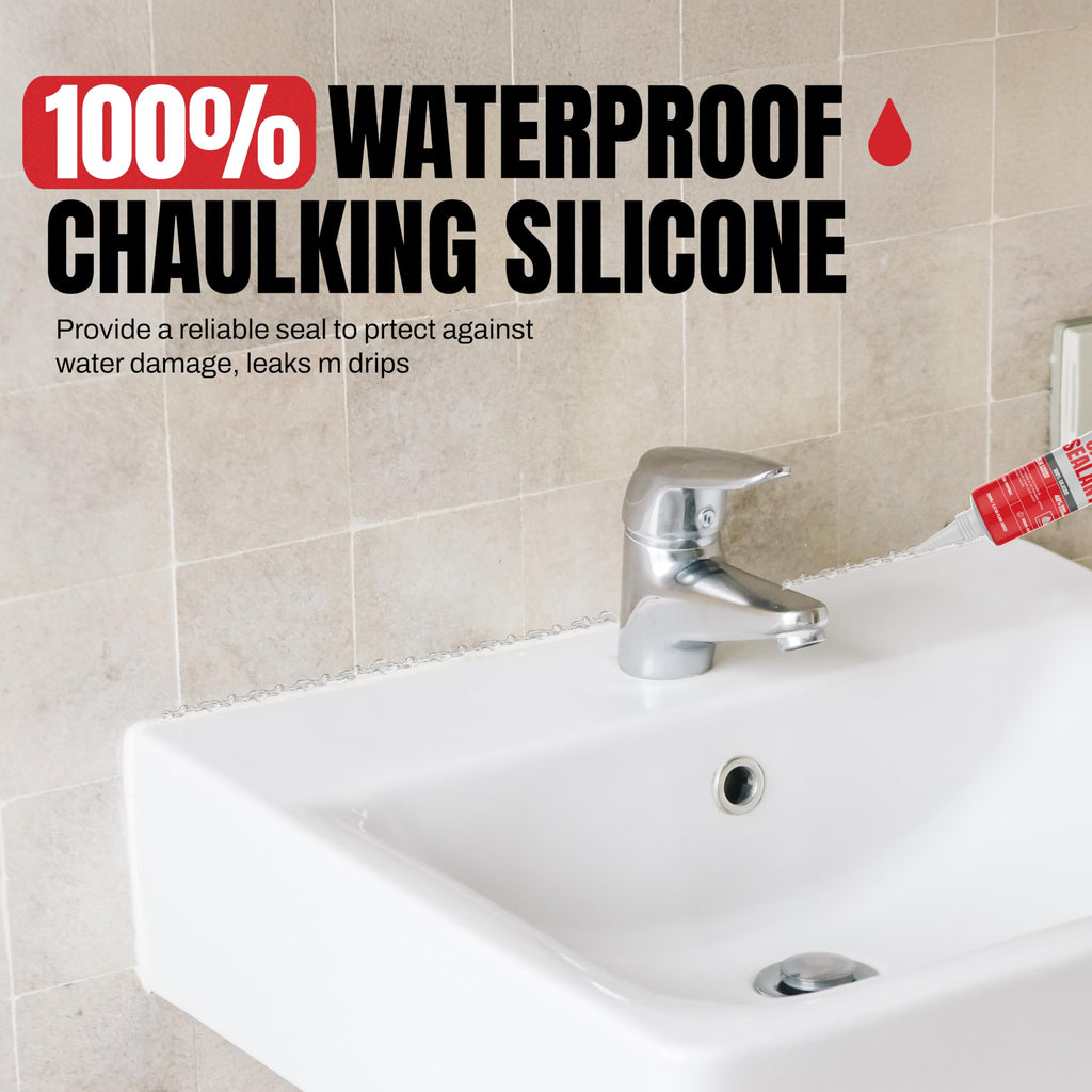 GH1200 150 ML/5 FL Oz Silicone Caulk Clear Silicone Sealant Waterproof, Kitchen & Bathroom Caulk - Shrink & Crack Proof - Indoor & Outdoor Use Silicone Glue - Strong Caulking Formula Tube