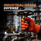 TitanFlex Heavy Duty Industrial Orange Nitrile Gloves, 8-mil, Gloves Disposable Latex Free with Raised Diamond Texture Grip, Powder Free, Rubber Glove, Mechanic Gloves,100-ct Box (XL)
