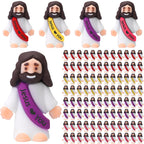 Bememo 100 Pcs Little Jesus Figures Jesus Loves You Original Design Rubber Pocket Toys Little Figures to Hide and Seek Sunday School Religious Party Share Gifts(Bright Colors)