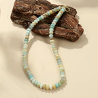 ROISE LADY Amazonite Natural Stone Beaded Necklaces for Women Boho Gemstone Bead Choker Summer Beach Vacation statement Trendy Charm Necklace