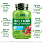 NATURELO Mens Multivitamins - Whole Food Multivitamin for Men with Vitamins, Minerals - 240 Vegetarian Capsules for Energy, Brain, Heart, Eye Health*