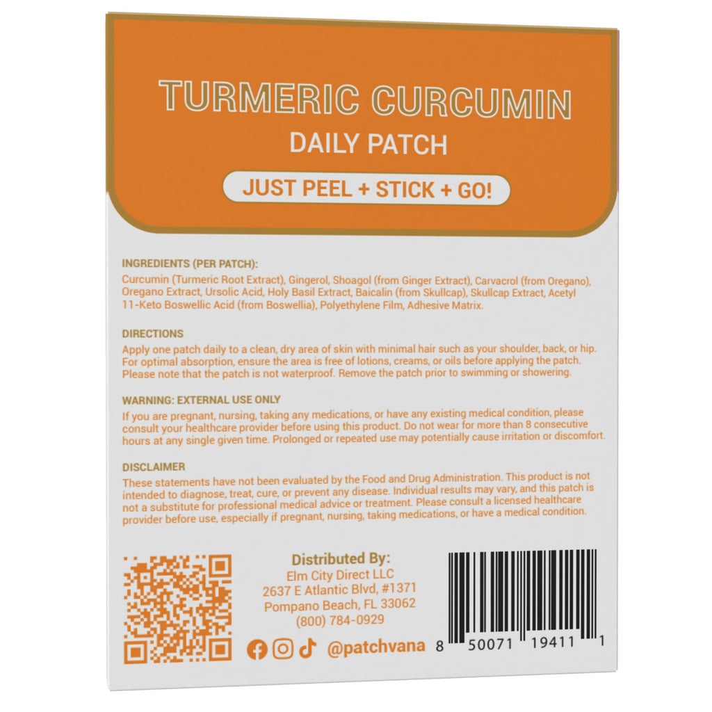 Patchvana Turmeric Curcumin Patch for Women & Men, 1 Month Supply, 30 Patches
