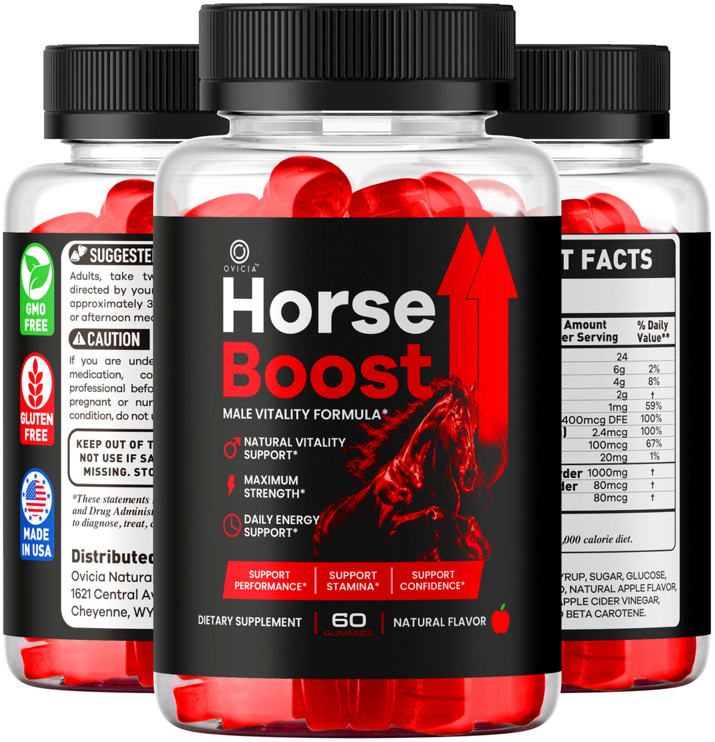 Horse Boost Gummies - Official HorseBoost Gummys Advanced Premium Formula Support Maximum Strength, All Natural Ingredients Vitamins for Overall Health & Wellness, 60 Gummies for 1 Month