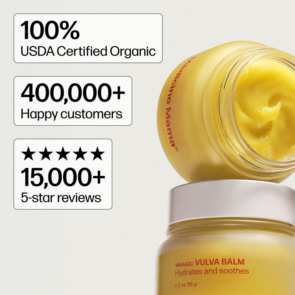 VMAGIC by Medicine Mama Organic Vulva Balm – Intimate Skin Care, Menopause Support – Relieves Feminine Dryness, Itching & Irritation – Hormone Free, Vaginal Moisturizer for Women – 3-pack (2 oz ea)