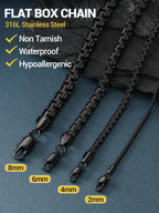 PROSTEEL Punk Jewelry Link Chain Black Necklace Neck Chain 6mm 20inch Gothic Men Cool Chains Mens Necklace