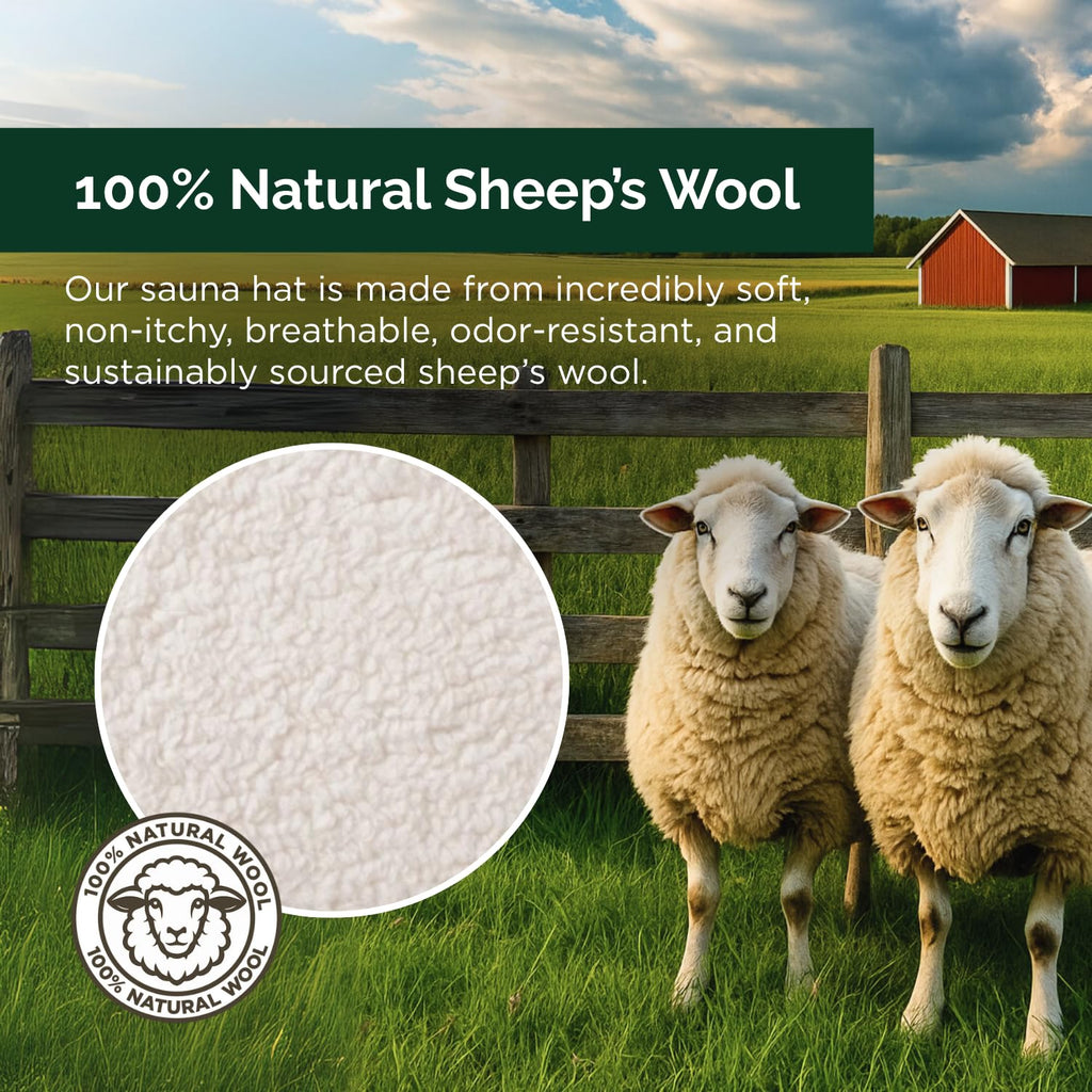 Northwood Sauna - Sauna Hat - 100% Wool Felt - Banya Hair Cap for Men & Women - One-Size-Fits-All - Soft Beige