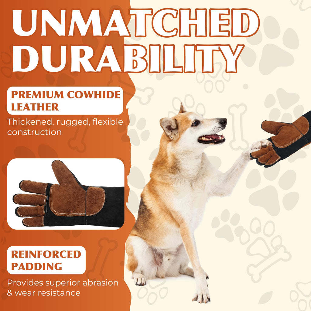 HANDLANDY 24 Inches Animal Handling Gloves, Bite Proof for Cat Dog Handling